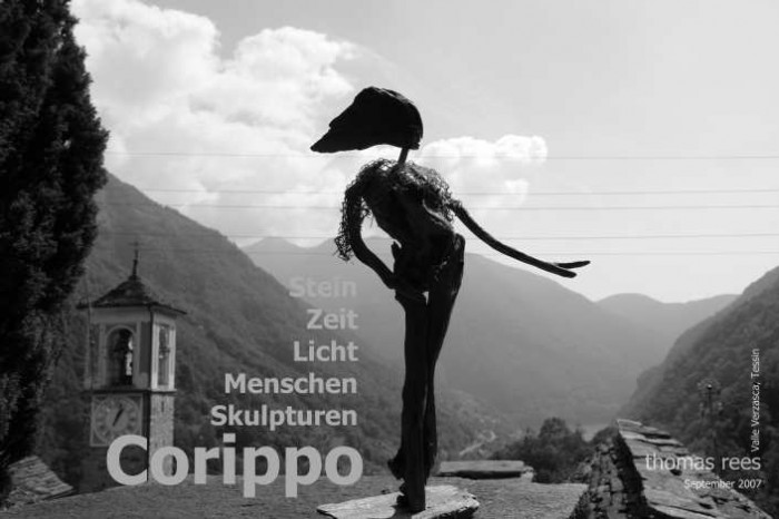 Corippo-Tessin 2007, Stein-Zeit-Licht-Menschen-Skulpturen, thomas rees